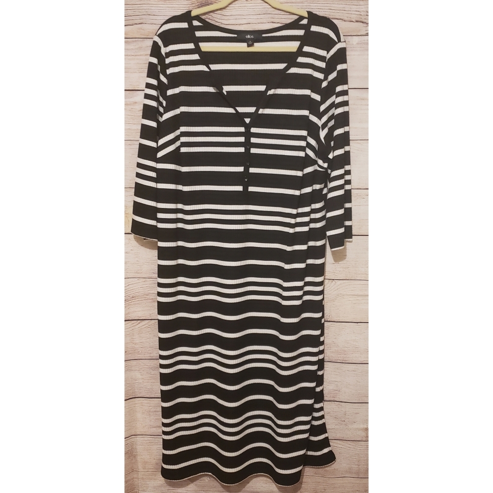 Ellos size 26 Black/White Striped Bodycon Maxi